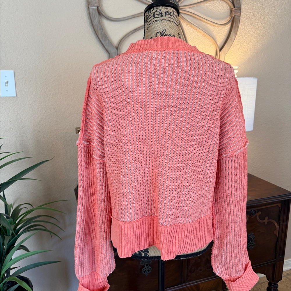New In New Orange Oversized Ribbed Chenille Crewneck Sweater - Picture 10 of 16
